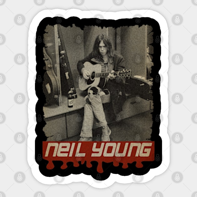 Neil Young Vintage Sticker by Teling Balak